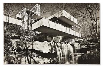 (TALIESIN & FALLING WATER) A selection of 8 real photo postcards documenting Frank Lloyd Wrights commissions and a portrait of the arc